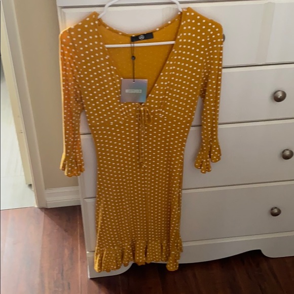 yellow polka dotted dress